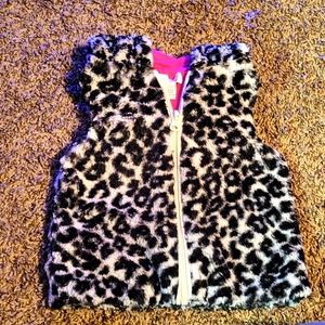 White and black with pink lining cheetah vest